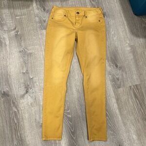Maurices Skinny Stretch Pants Womens Size M-R Mustard Cotton Blend‎ Pockets